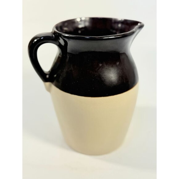 Roseville Stoneware Pitcher Vase RRP Made in USA. Beige/Brown Two Toned Farmhous - Picture 2 of 12